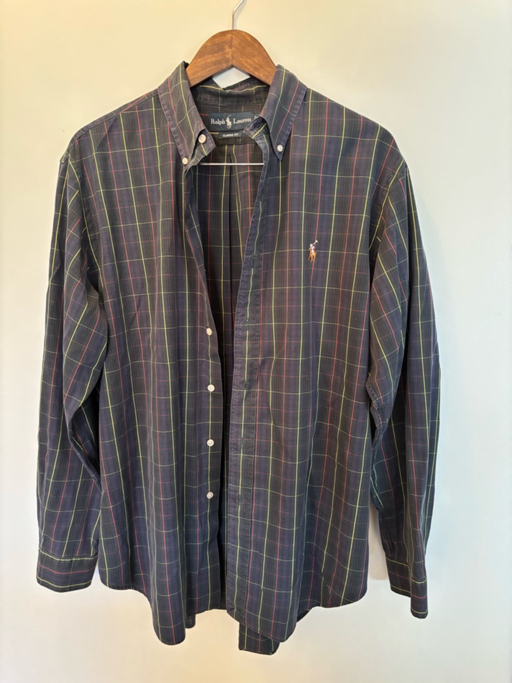 Ralph Lauren Dark Navy Plaid Long-Sleeve Button-Down Shirt
